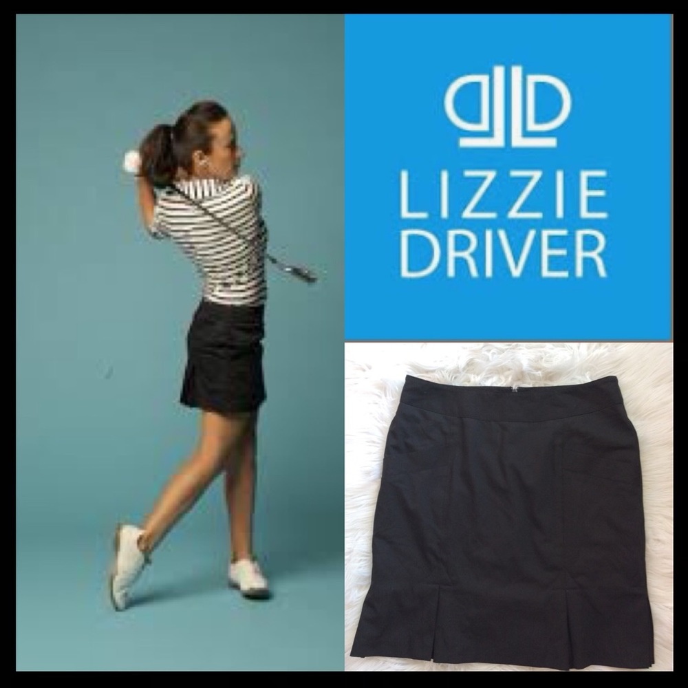 Lizzie Driver Black Pleated Golf Skort